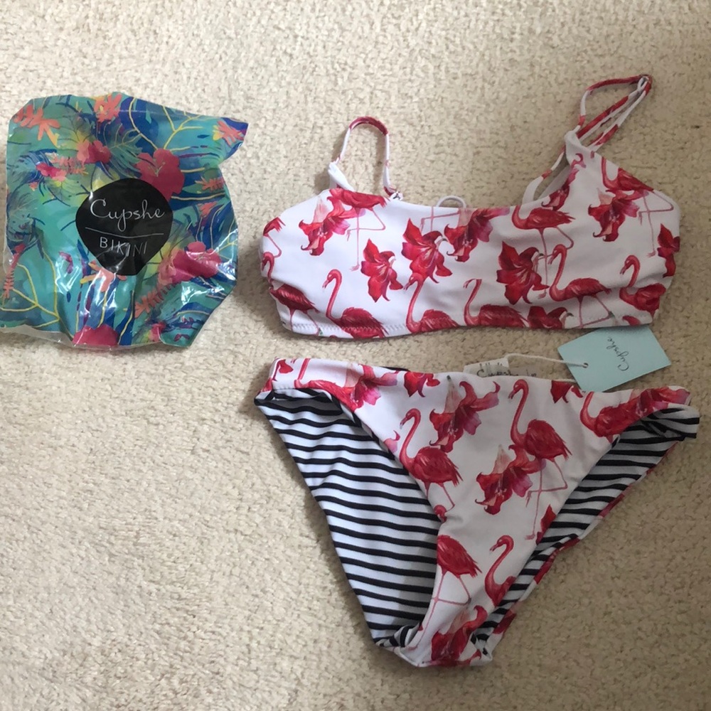 NWT cupshe flamingo bikini size small